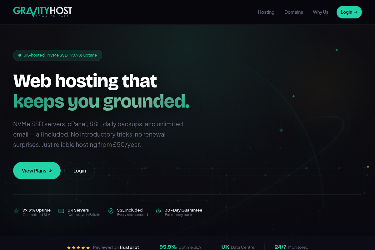 Gravity Host website