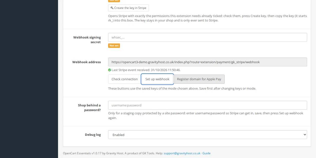 Set up the webhook